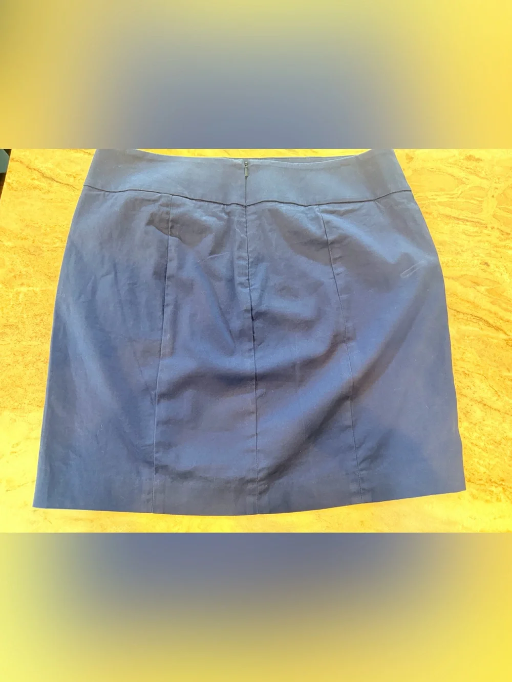 Ann Taylor Size 10 Navy Blue Stretch Cotton Straight Pencil Skirt Career